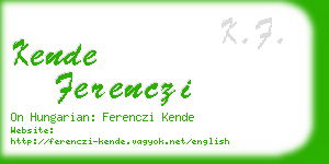 kende ferenczi business card